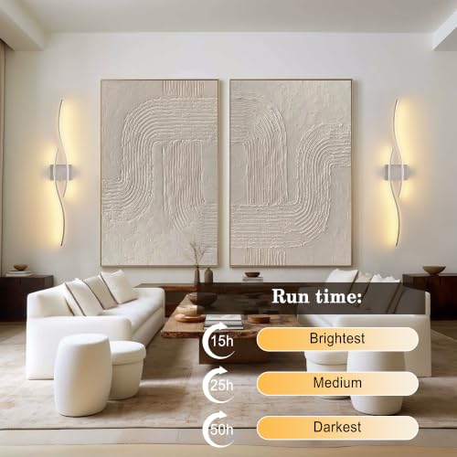 Image of KARTOOSH Wireless Wall Sconces Set of 2, Dimmable LED Sconce with Remote