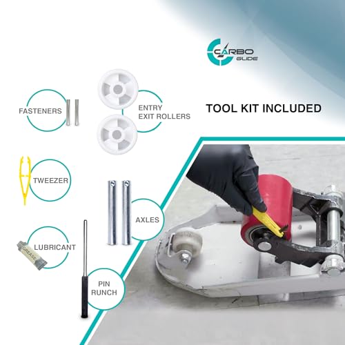 pallet jacktruck load wheels full set with axles and entry exit roller 334 x 37534 with bearings id 20mm poly tread red