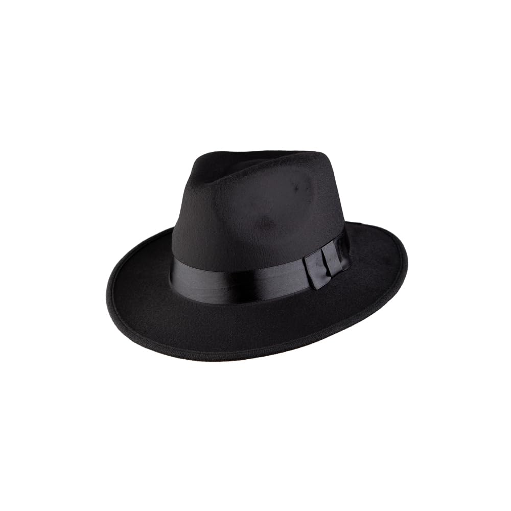 Wicked Costumes Black Fedora Fancy Dress Accessory Hat – Pop Star, Gangster & Party Costume Hat for Events