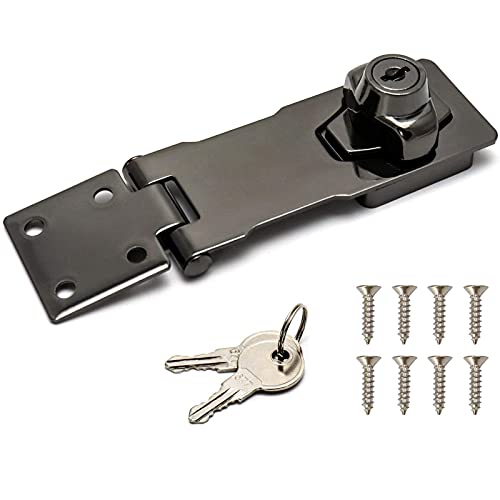 LMMBHH Moraillon Verrouillage Avec Serrure Boucle Loquet Boulon Porte Métal Cadenas Pour Portes Boîte En Bois Garage Jardin Fenêtre Armoire Noir Sous-Sol 1pièce