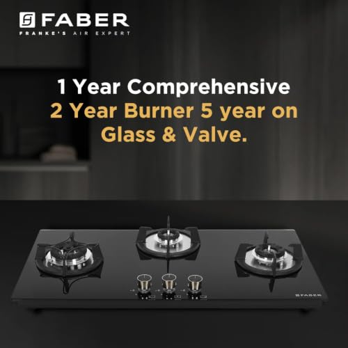 Image of Faber Hob 90 cm 3 Burner|Auto-Ignition|Spillage Proof|Brass Burners|Metal Knobs|Pan Support|2yrs on Burner,5 Yrs Warranty on Valve & Glass|2Yrs Comprehensive warranty|HOB SUPERIA HT903 BR AI IN