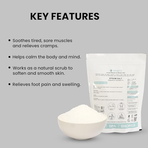 Image of Epsom Bath Salt Crystal and Bath | For refreshing bath soak, relieves aches & pain - 1KG