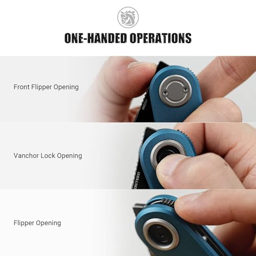 Image of Vosteed Corgi V Pocket Knife - 2.36 inch 14C28N Black Stonewash Blade - Patented Vanchor Lock, Blue Aluminum Handle - EDC Knife Fishing Folding Knife - A3704