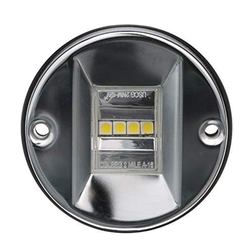 Seachoice Round LED Transom Light, 3 in., Clear Lens, 304 Stainless Steel w/Plastic Body, Meets USCG 2NM Requirements