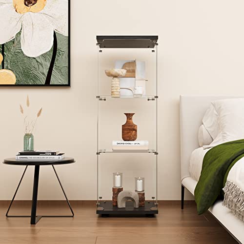 Image of LFT HUIMEI2Y 3-Tier Glass Display Cabinet with Lock, Display Case Black
