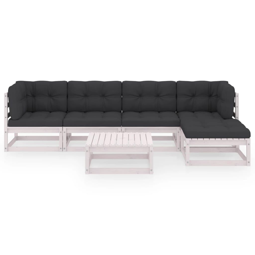 vidaXL Set Divani da Giardino 6 pz con Cuscini Legno Massello di Pino