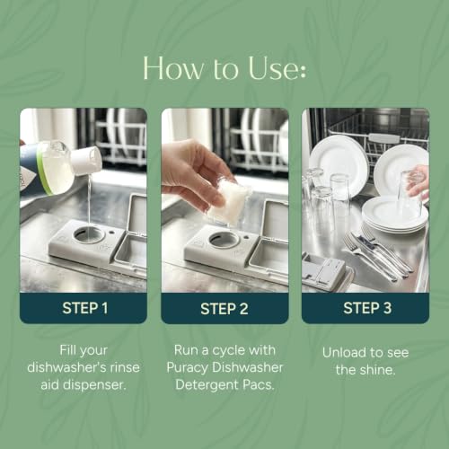 Image of Puracy Dishwasher Rinse Aid Cleaner - Spot & Residue Free, Dishwasher Drying Agent - Must Haves from TikTok Made Me Buy It (Lemongrass, 12 Oz) (Pack of 3)