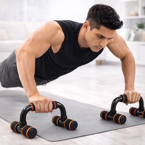 Image of SUREFIT Double Spring Tummy Trimmer, Resistance Toning Tube, Ab Roller & Push-Up Bar 4-in-1 Home Gym Combo Full Body Fitness Kit for Men & Women | Black (Yellow)