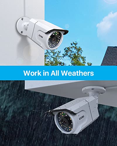 Zosi 4Pk 4K 8Mp Poe Security Ip Camera With Ethernet Cables Bullet Poe Camera Outdoor With Starlight Night Vision,Motion Detection,Smart Light Alarm,Ip66 Weatherproof, Only Work With Zosi 4K Poe Nvr #TOP7