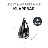 hauck Shop N Care, Grey - Kinderbuggy mit Liegefunktion ab Geburt bis 22 kg, Becherhalter und Snack Tablett, Klein Zusammenklappbar, UV Schutz 50+, XL Korb bis 3 kg