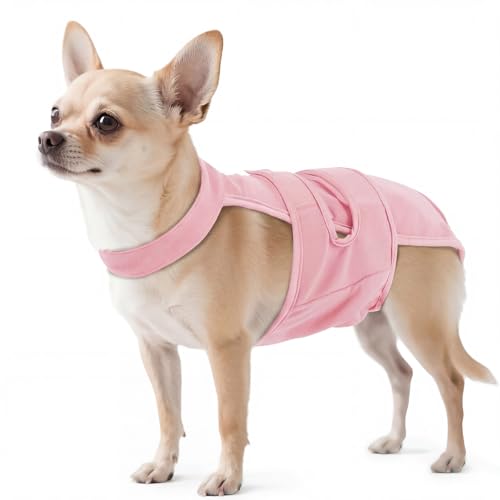 Image of QBLEEV Dog Diapers with Suspenders, Female Escape-Proof Full Body Dog Period Diapers Overalls, Reusable Washable Sanitary Panties for Heat Cycle & Incontinence, Doggie Underwear Onesie with Tail Hole