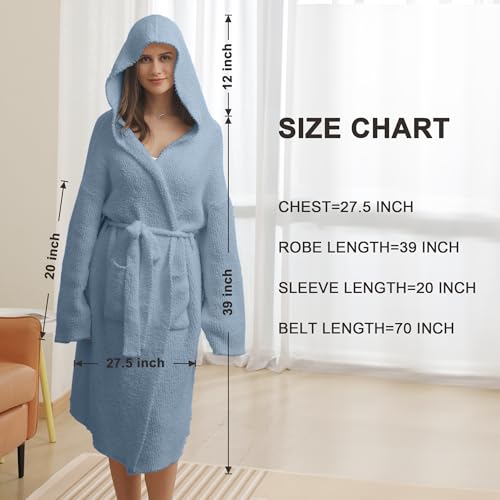 Image of bearberry Plush Hooded Bath Robe Women's Loungewear Sleep Robe Indoor Outfit