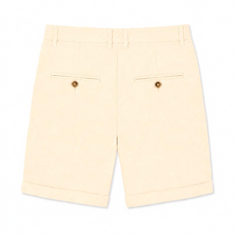 Herren-Bermuda aus Leinen, Kurze Sommerhose Regular Fit, Elegante Casual-Shorts mit Taschen und Umschlagsaum, mediterraner Stil für Strand, Urlaub und Alltag