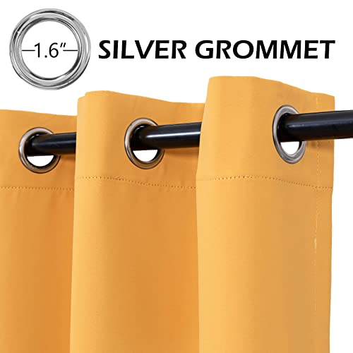 Mysky Home Yellow Blackout Curtains For Living Room 84 Inch Length Long Bedroom Curtains Thermal Insulated Room Darkening Grommet Window Curtain For Dining Room, 2 Panels, 52 X 84 In, Mustard Yellow #TOP1