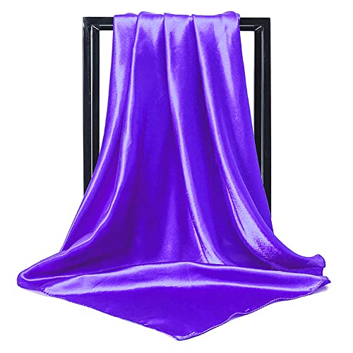 Lastclream Chiffon Square Neck Scarves for Women Handkerchief Retro Satin Ribbon Scarf for Hair Wrapping 23.6" 26"3