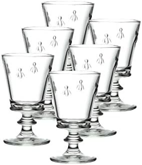 La Rochere Napoleon Bee Wine Tasting Glasses Set of 6 – 9.0 oz, Round Wine Glasses w/ The French Bee Embossed Design, Fine French Glassware, Heavy Wine Glasses, Dishwasher Safe Wine Tasting Set