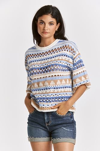 DEAR JOHN Women's Tanner Mesh Sweater Size Medium Beach Day2