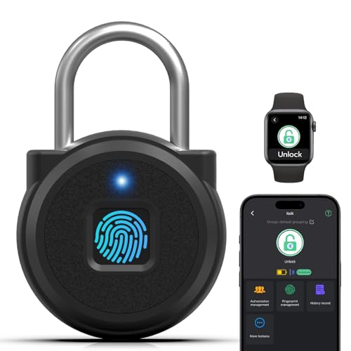 Keylesslife Fingerprint Padlock,Fingerprint Locker Lock,Biometric Smart Padlock Outdoor Waterproof Pad Lock for Locker Gym Fence Gate Toolbox Case Storage