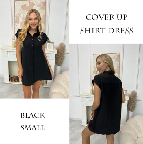 AI'MAGE Womens Bathing Suit Cover Ups Summer Shirt Dress Casual Short Sleeve Button Down Beach Shirts with Pockets S-XXL2