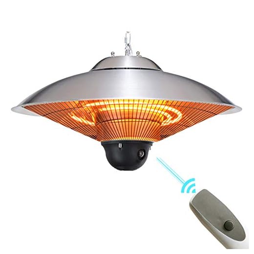 ZHDDM Hanging Outdoor Patio Heater, Electric Infrared Umbrella Heater Quiet Heating for Outdoor/Indoor Balcony - Remote Control