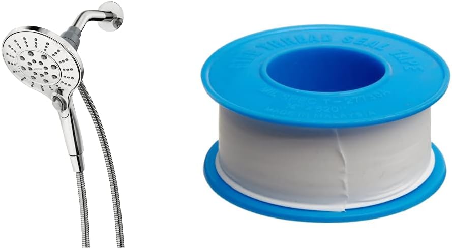 Moen 26112 Engage Magnetix Six-Function 5.5-Inch Handheld Showerhead & Dixon Valve TTB75 PTFE Industrial Sealant Tape, -212 to 500 Degree F Temperature Range, 520" Length, 3/4" Width, White - - 
