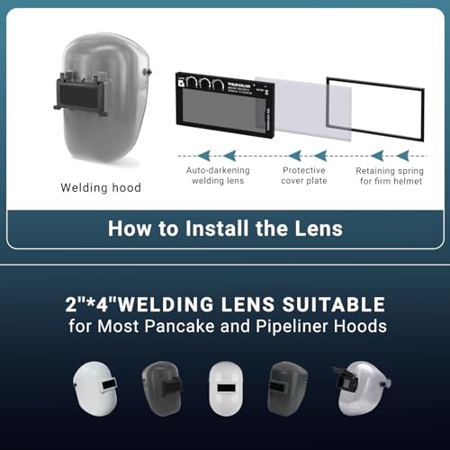 Image of 【HD Shade 5-13】 Adjustable Auto Darkening Welding Lens 2x4 1 /4, Solar Energy Welding Lens, True Color Blue Welding Lens, Welding Lens Replacement for Standard Welding Hoods and Welding Helmets