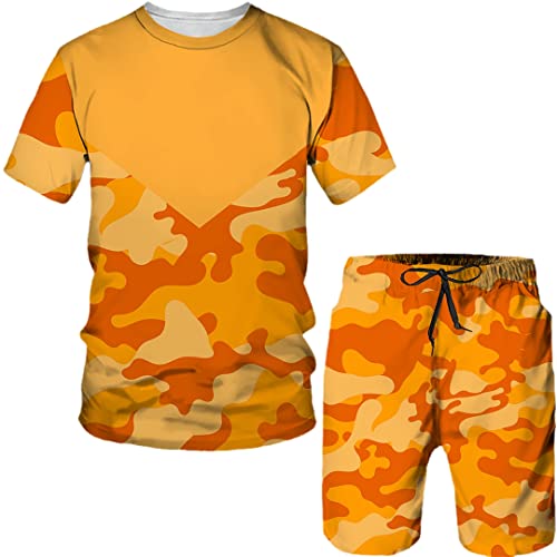 Survêtement d'été imprimé camouflage 3D homme pour la plage