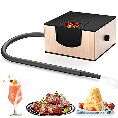 Cocktail Smoker, Wancle Smoking Gun Smoke Infuser for Food Handheld Cold Smoker for Food, Cheese & Cocktails,Portable Smoker Gun for Indoor Kitchen & Outdoor Smoke(Gold)