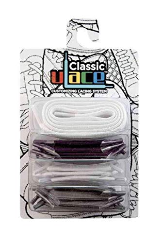 U-LACE CLASSIC Royalty Lacets plats élastiques multicolores couleurs blanc violet gris pour chaussures et baskets Vans Converse Adidas Nike Homme Femme Enfant
