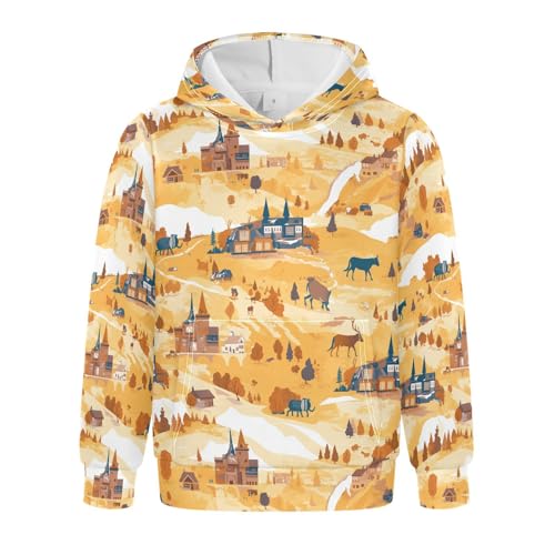 KLL Wild West Western Scotland Unisex Girls Boys Sweatshirt Fashion Hoodies with Kangaroo Pocket