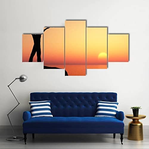 Tableau moderne pour grand mur vide : affiche 5 panneaux abstraits prête à suspendre 150x80