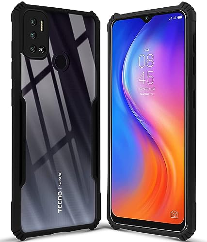 Image of Jkobi Back Cover Case for Tecno Spark 6 Air (Shockproof with Polycarbonate Clear Panel | Professional Black)