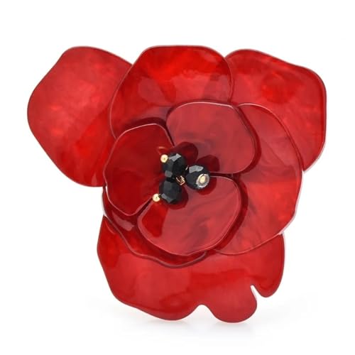 Broche Hermosas flores for mujer, broche decorativo rojo de doble capa, broche elegante, accesorios for mujer(Red)