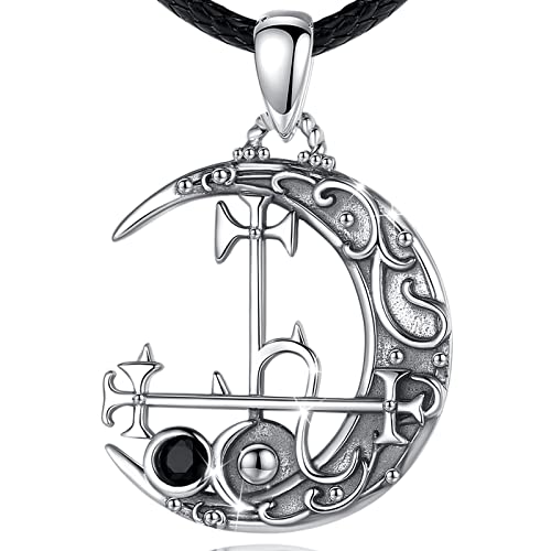 Vito Sigil Of Lilith Necklace For Women, 925 Sterling Silver Witch Triple Moon Amulet Energy Pendant Wiccan Jewelry Mother's Day Gift For Wife Mom Daughter, 24 Inch #TOP5