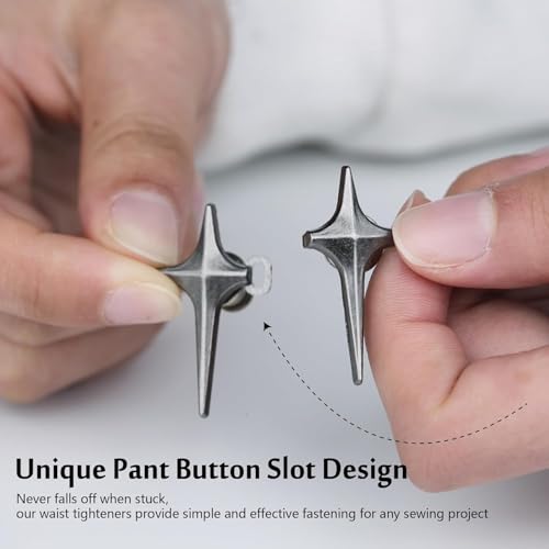 Image of 4 Set Adjustable Waist Buckle for Loose Jeans Pants Pearl Detachable Instant Button Pins Tightener Fit Skirt Robe Tightening Extender Skirts Jean Teddy Clips