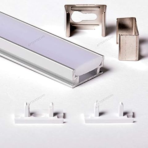 Aftertech® 2m 2m 1908 19x8mm WANDERBARES ALUMINIUMPROFIL FÜR LED-STREIFENSTREIFEN RIGID BAR 2MT + MATT COVER Cover