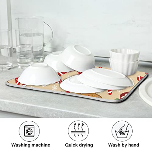 Wamika G285902317P Christmas Gingerbread Man Candy Cane Dish Drying Mat thumb #6