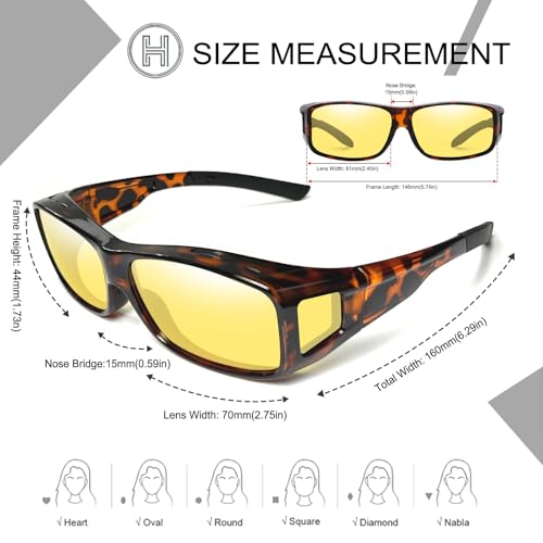 HAOLOTA Night Vision Driving Over Glasses, Nighttime Glasses Men Women Anti Glare Yellow Tinted Lens Lightweight4