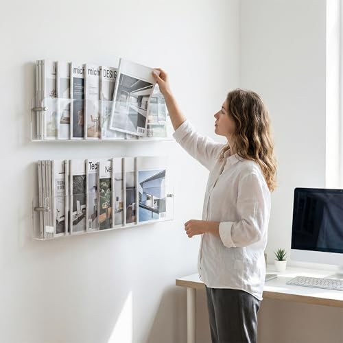 EAYOYAE 37.4" Magazine Holder,Acrylic Magazine Rack Wall Mounted,Clear Brochure Holder (2PACK)… by EAYOYAE - Image 6