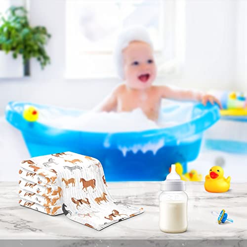 Image of Vvfelixl Baby Washcloths Cotton Animal Print Muslin Washcloths Soft Baby Face Towel for Newborn Infants, 11.8 X 11.8 Inch, 3 Pack