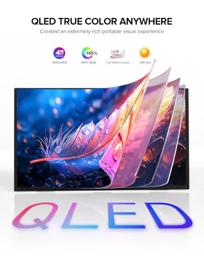 Image of UPERFECT Portable Monitor 4K 60Hz 18.5 inch, 145% sRGB QLED Laptop Monitor, 400 Nits Ultra-Slim Monitor, USB-C & HDMI, VESA & Case, Travel Second Screen for Laptop, Computer, Mini PC, Game Consoles