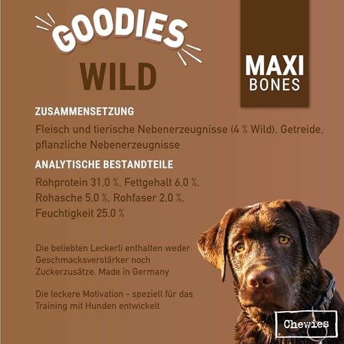 Chewies Hundeleckerli Training Mini Wild Knöchelchen - 125 g - Hundesnacks zuckerfrei & mit hohem Fleischanteil - ideal als Trainings-Leckerli für Ihren Hund