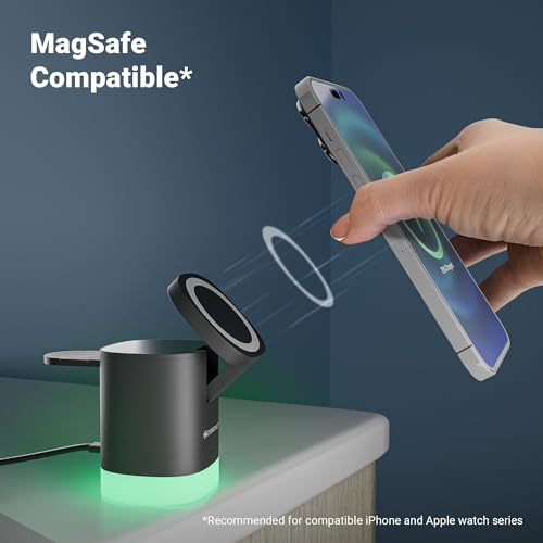 Image of Zebronics 3-in-1 Wireless Foldable Charging Pad with 23W Output, MagSafe Compatible, Fast Charging, Built-in Protection, FOD, 1m Type-C Cable, for iPhone 16 /15 /14 /13 /12 Series(MagBoost 50,Matt Black)