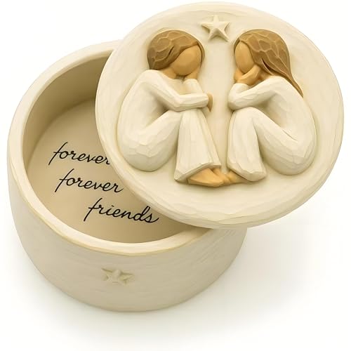 GoGnome Forever Friends Resin Keepsake Box – Hand-Painted Friendship Gift Box with Two Angel...
