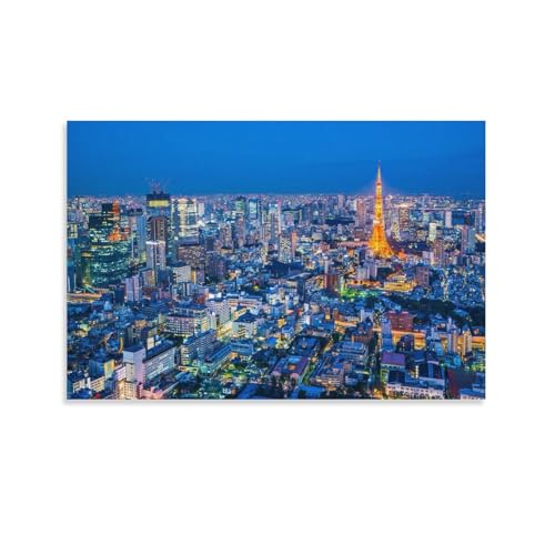 風景 インテリア 絵画 東京夜景 おしゃれアート 景色 キャンバス絵画 ポスター クール ポスター 壁アート キャンバス 印刷 アートパネル オフィス装飾 ぶら下がる 版画 ギフト24x36inch(60x90cm)