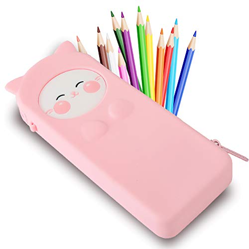 BJLBOJEY Trousse enfant│organiseur de sac avec fermeture Éclair, pour bureau, fournitures scolaires, étudiant Papeterie, Garçon ou Fille enfants Cadeau (Rose) Cover