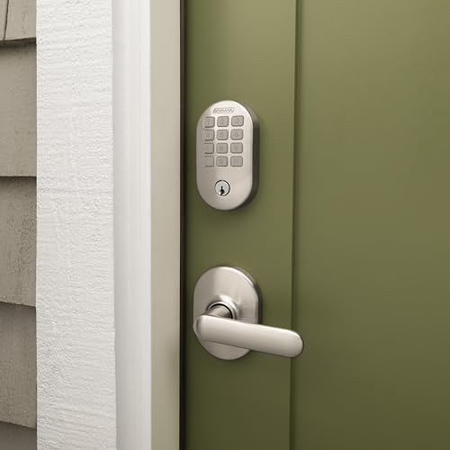 Image of Schlage Arrive Smart WiFi Deadbolt Lock with Remsen Trim, Satin Nickel | Keyless entry door lock, Push button keypad, Built-in app control, Alexa, Google Home & Ring compatible, Certified security