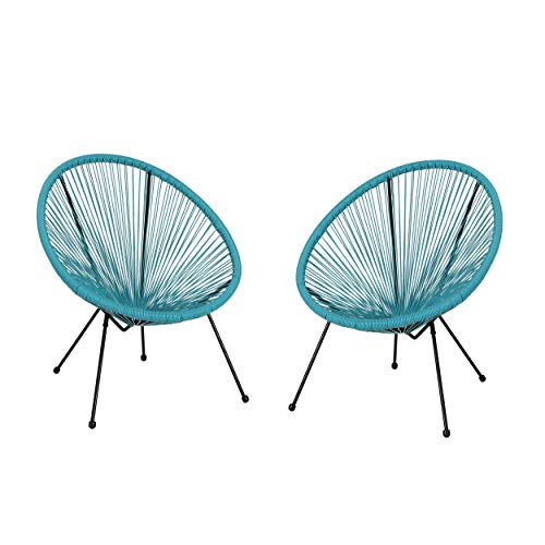 GDFStudio Noble House Anson Outdoor Hammock Weave Chair in Teal