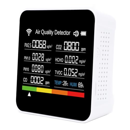 Smart Air Quality Detector, PM2.5 VOCs Temperature Humidity Tester for Home Office Travel, 14 Functions Detection Parameters Display