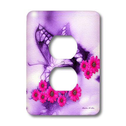 Double plaque de prise fleurie violette 3drose LSP 11750 - 3